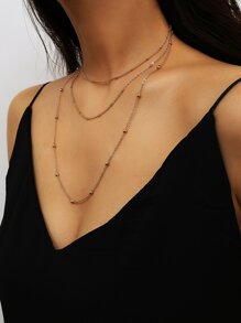 Bead Detail Layered Chain Necklace