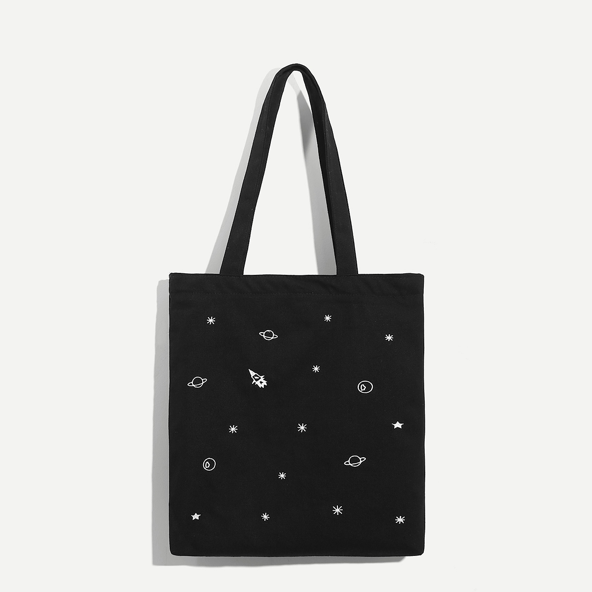 Image of Galaxy Embroidery Canvas Tote Bag