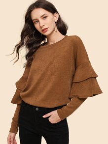 Ruffle Detail Tunic Pullover