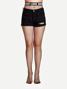 High Waist Fishnet Tights - Clear - View 2