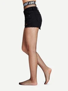 High Waist Fishnet Tights - Clear - View 3