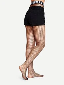 High Waist Fishnet Tights - Clear - View 4