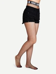 High Waist Fishnet Tights - Clear - View 1