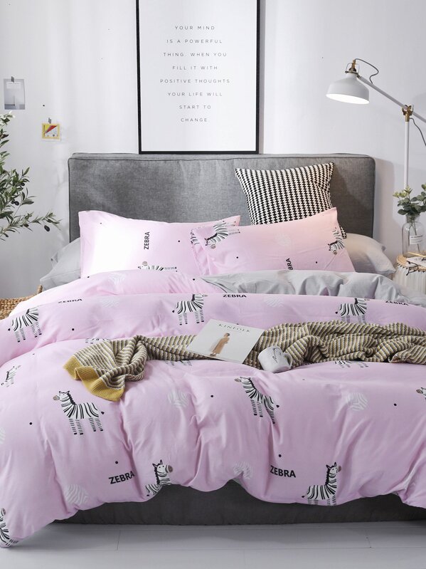 Zebra Print Sheet Set Shein