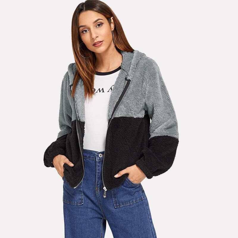 

Colorblock Hooded Teddy Coat, Multicolor