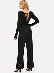 Self Belted Solid Jumpsuit