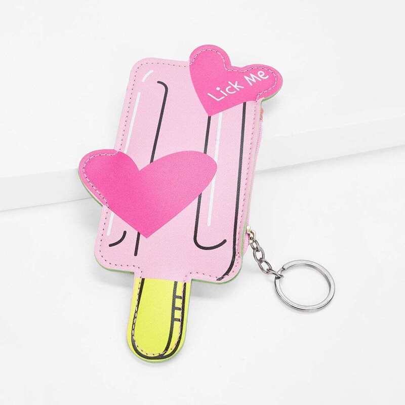 

Heart Decor Coin Purse, Pink