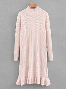 Ruffle Hem Solid Sweater Dress