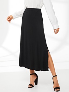 Split Side Solid Skirt
