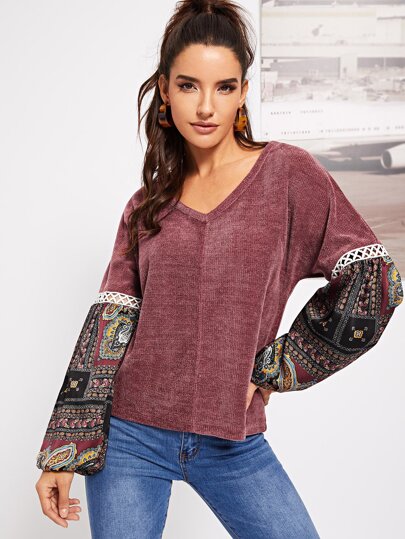 V Neck Lace Insert Top pictures