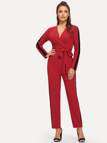 Waist Belted Wrap Jumpsuit
