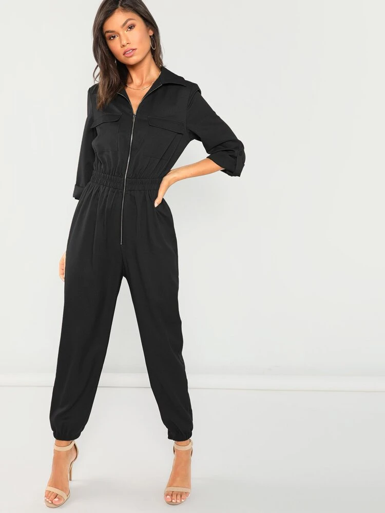 zip up utility jumpsuit