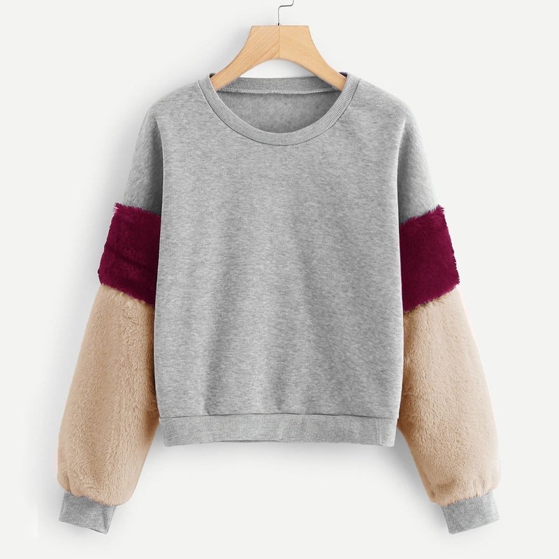 

Cut And Sew Panel Sweatshirt, Grey