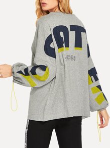 Drop Shoulder Letter Print Tee