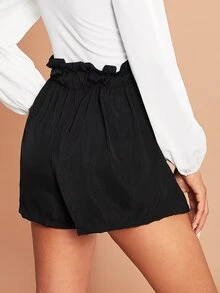 SHEIN Tie Front Paperbag Waist Paperbag Shorts