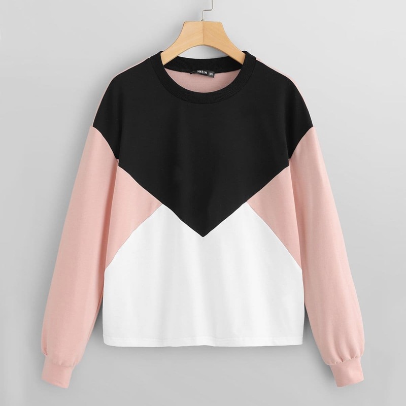 

Drop Shoulder Cut and Sew Pullover, Multicolor