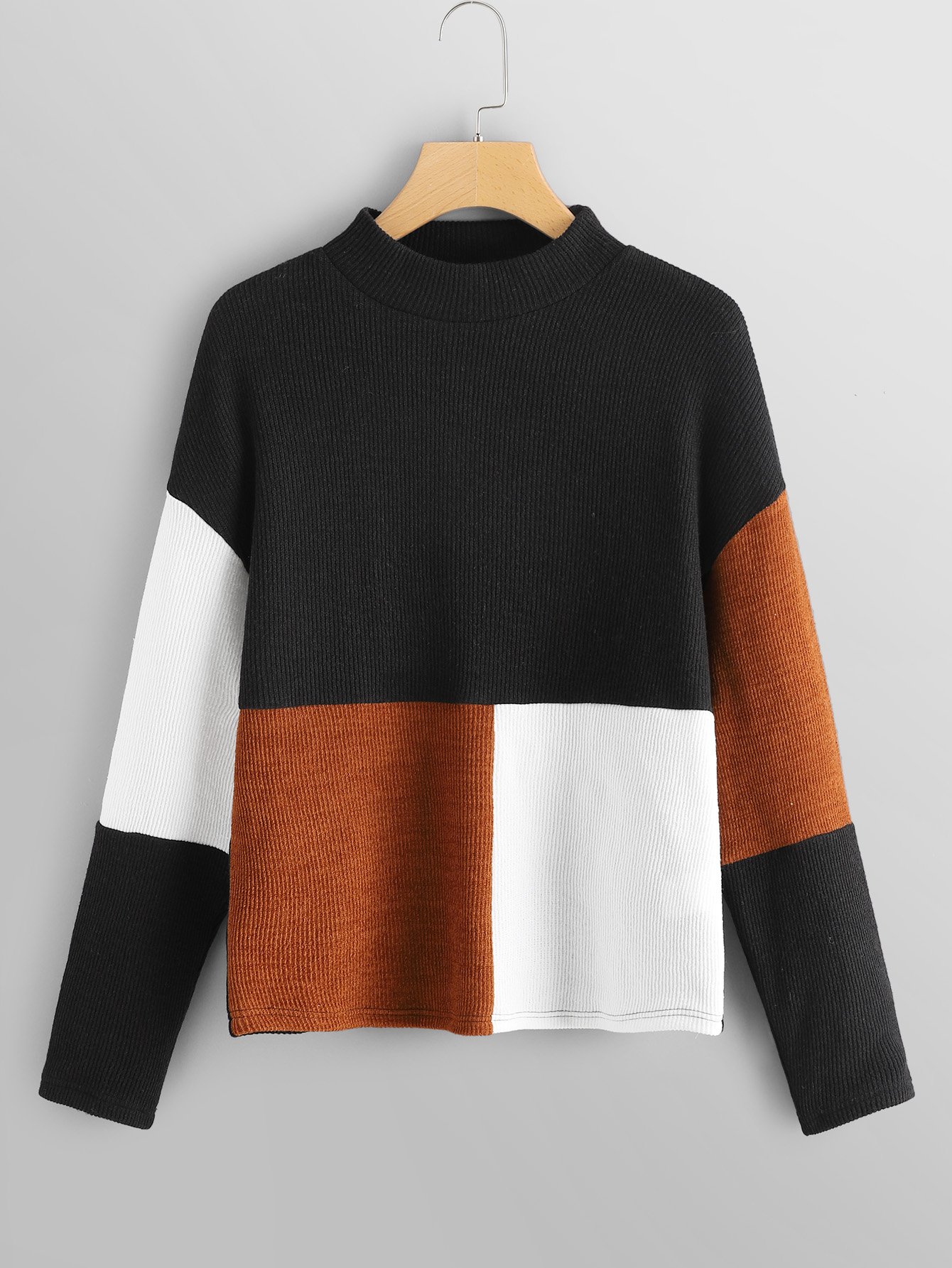 Colourblock Ribbed Sweatshirt SHEIN UK
