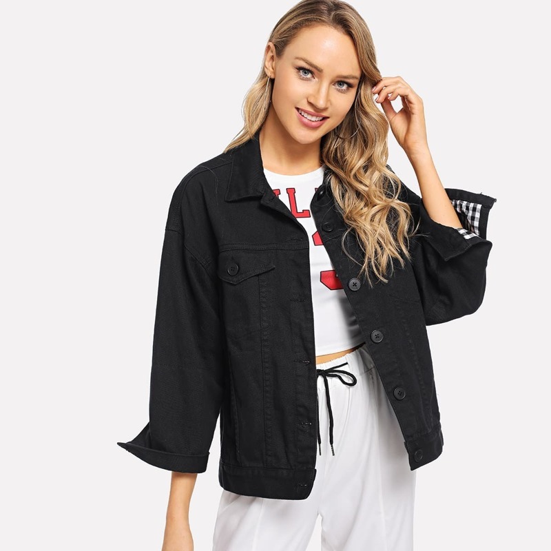 

Single Breasted Solid Jacket, Black