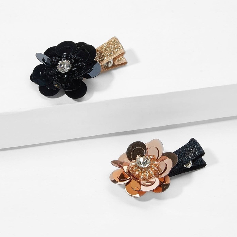 

Rhinestone & Sequin Decorated Hair Clip 2pcs, Multicolor