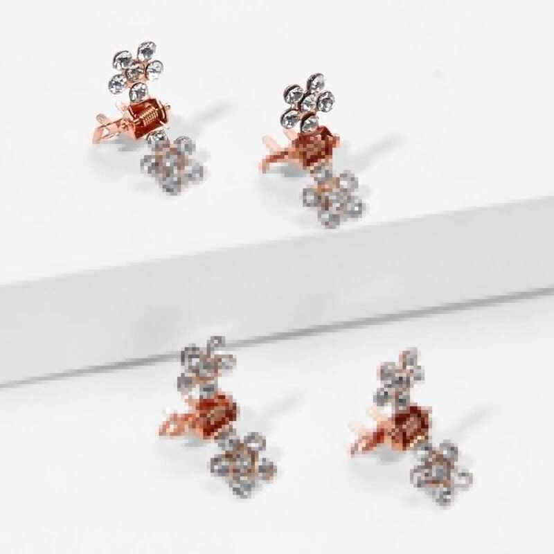 

Rhinestone Decorated Hair Claw Clip 4pcs, Multicolor