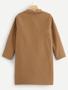 SHEIN LUNE Manteau oversize à col châle avec deux poches, col châle, manches régulières, coupe régulière, en camel uni, pour femmes. Porté casual au quotidien.