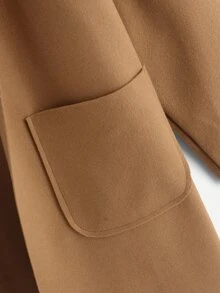 SHEIN LUNE Manteau oversize à col châle avec deux poches, col châle, manches régulières, coupe régulière, en camel uni, pour femmes. Porté casual au quotidien.
