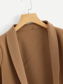SHEIN LUNE Manteau oversize à col châle avec deux poches, col châle, manches régulières, coupe régulière, en camel uni, pour femmes. Porté casual au quotidien.