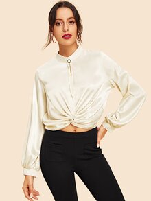 Bishop Sleeve Twist Front Top