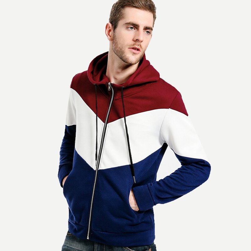 

Guys Color Block Hooded Jacket, Multicolor