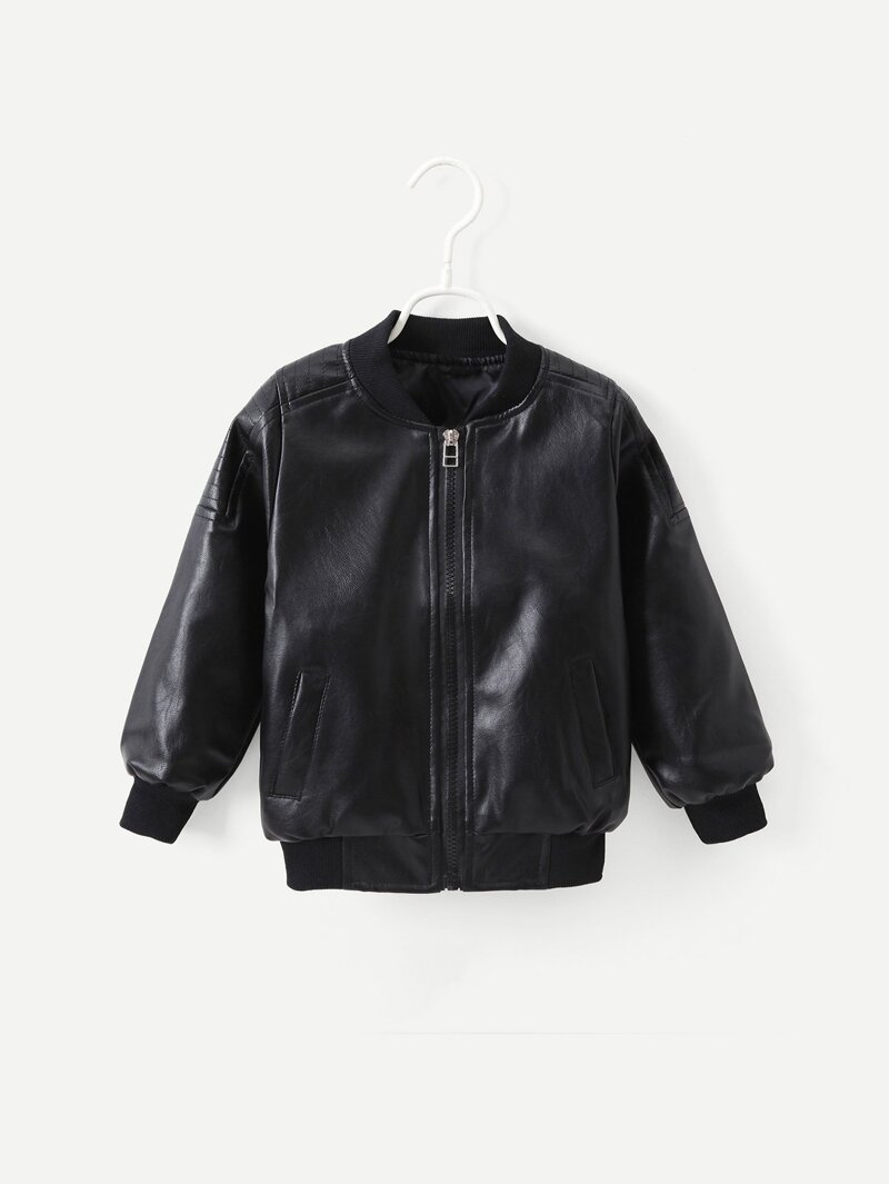 Toddler Boys Solid Faux Leather Jacket