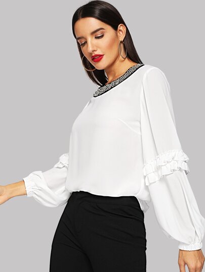Keyhole Back Ruffle Top pictures