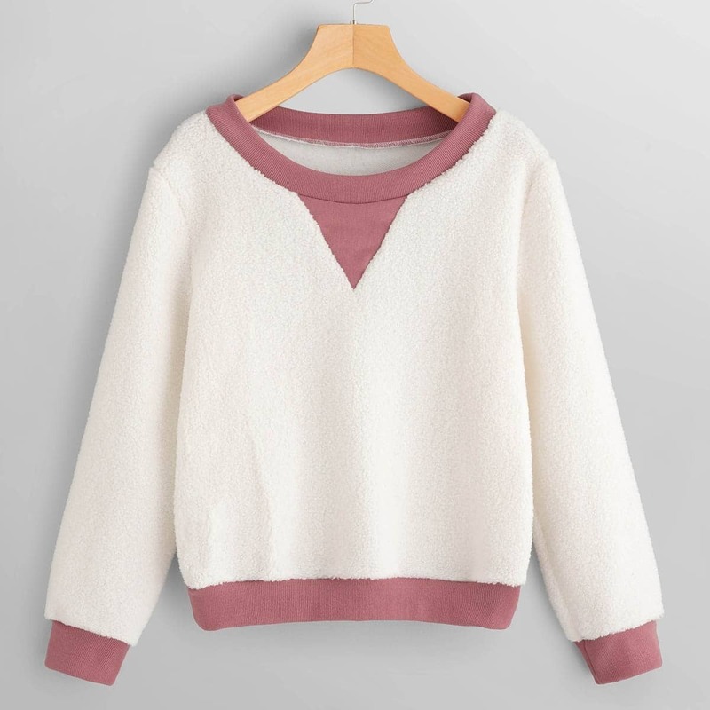 

Contrast Trim Sweatshirt, Beige