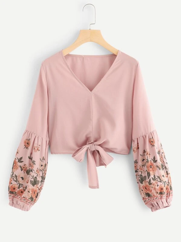 shein knot hem top