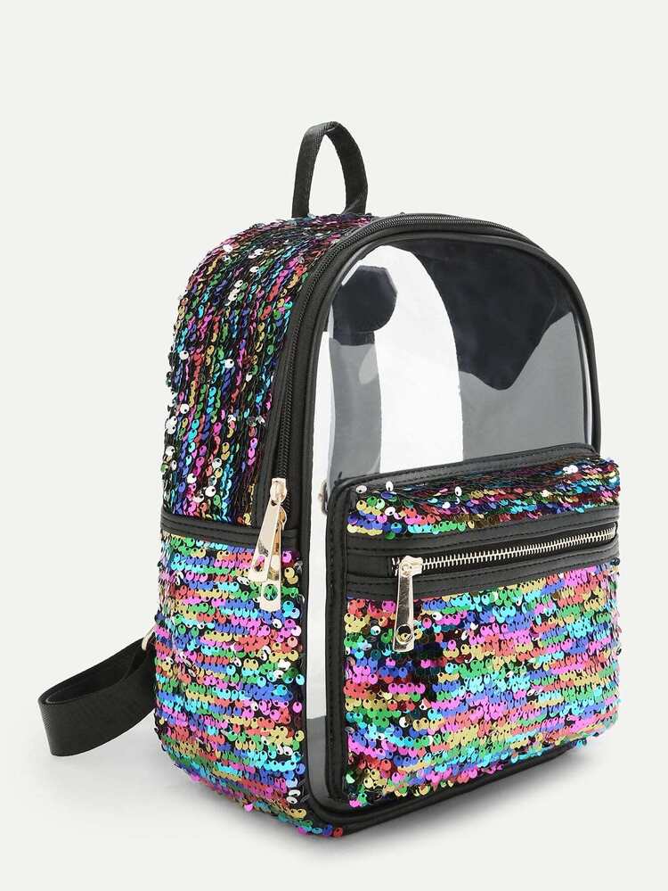 Clear Sequin Decoration Backpack Shein Uk