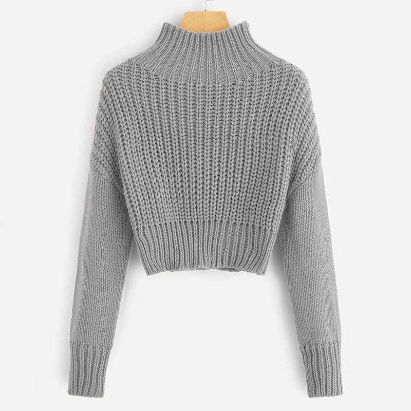

Drop Shoulder Crop Sweater, Grey