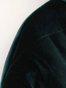 Velvet Padded Coat - Dark Green - View 3