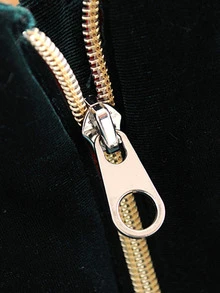 Velvet Padded Coat - Dark Green - View 6