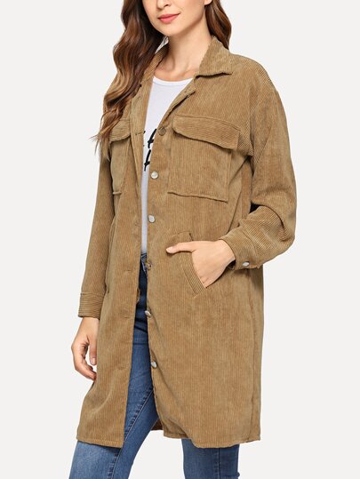 Single Breasted Pocket Front Corduroy Coat pictures