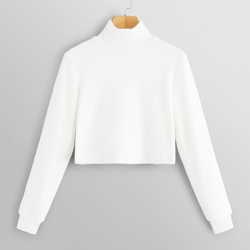 

High Neck Crop Sweatshirt, White
