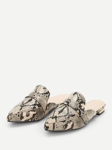 flat snakeskin mules