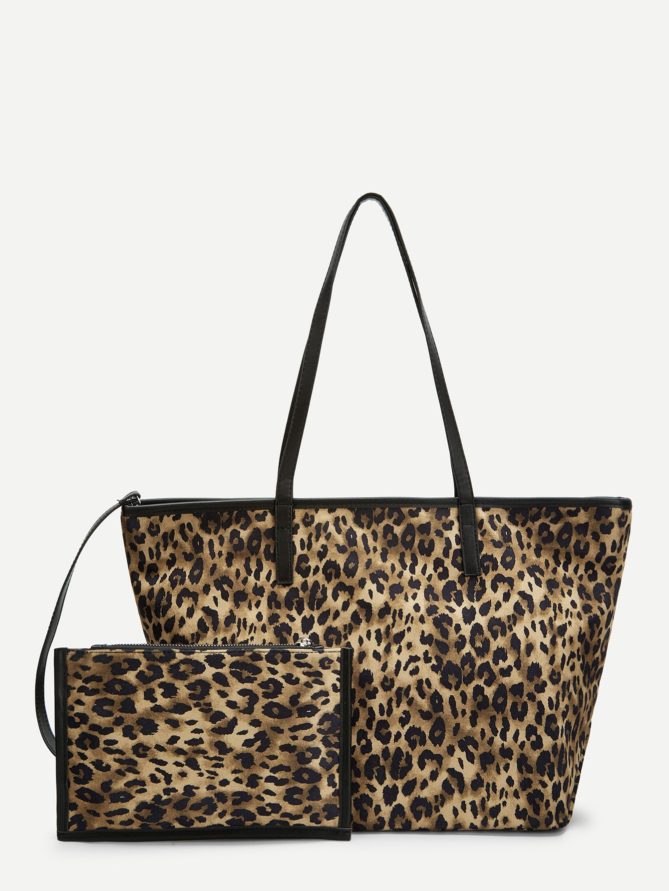 Leopard Pattern Tote Bag With Clutch
