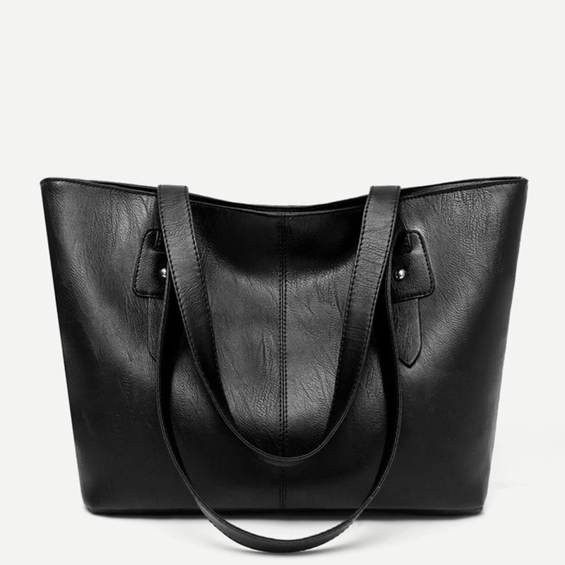 

Winged PU Tote Bag, Black
