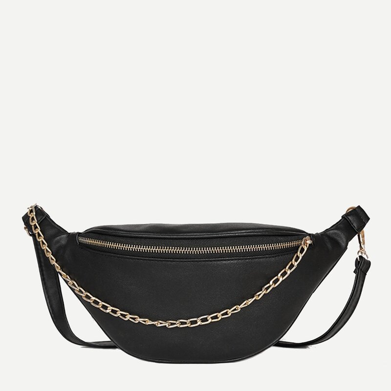 

Chain Decor Fanny Pack, Black