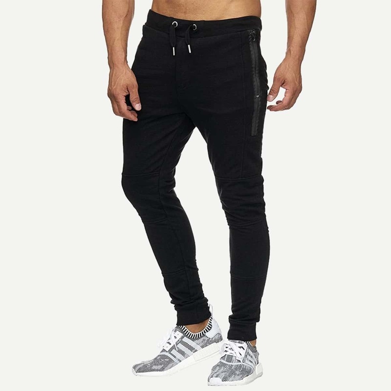 

Guys Side Zipper Drawstring Pants, Black