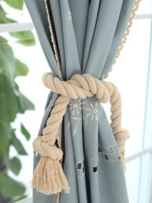 Tassel Curtain Tie Back 2pcs - Beige - View 1