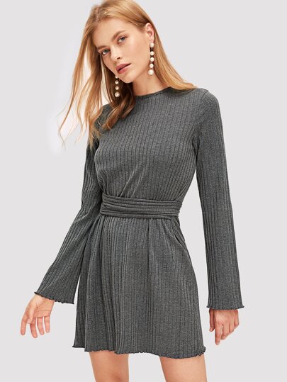 Knot Front Rib Knit Dress pictures