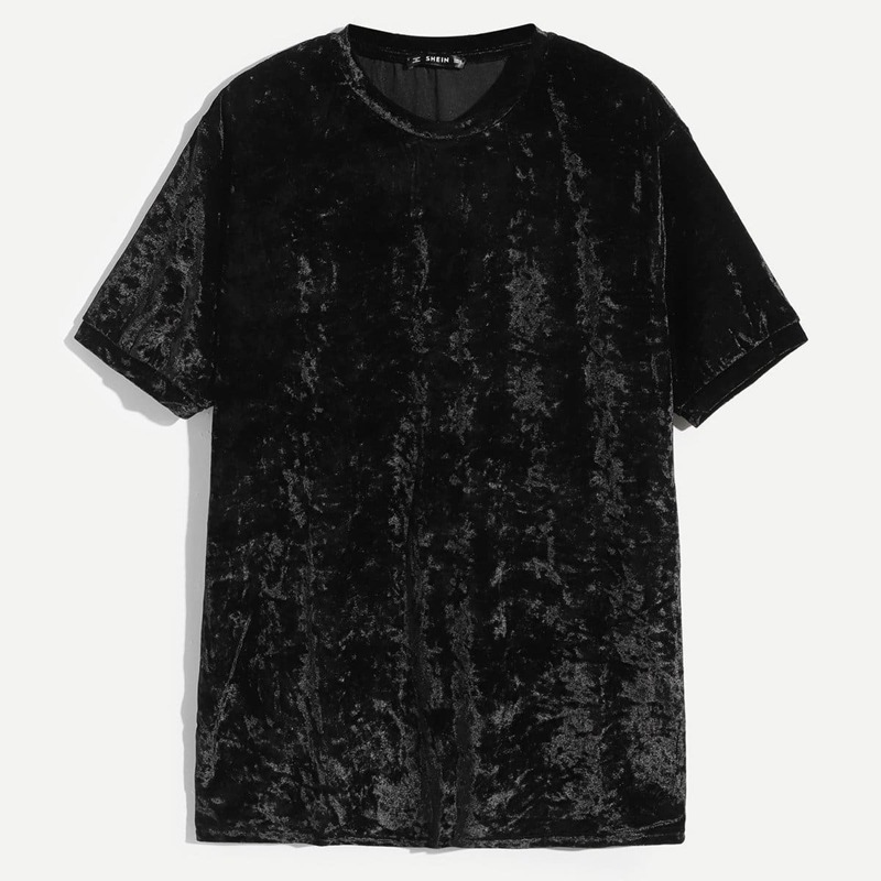 

Guys Crushed velvet Tee, Black
