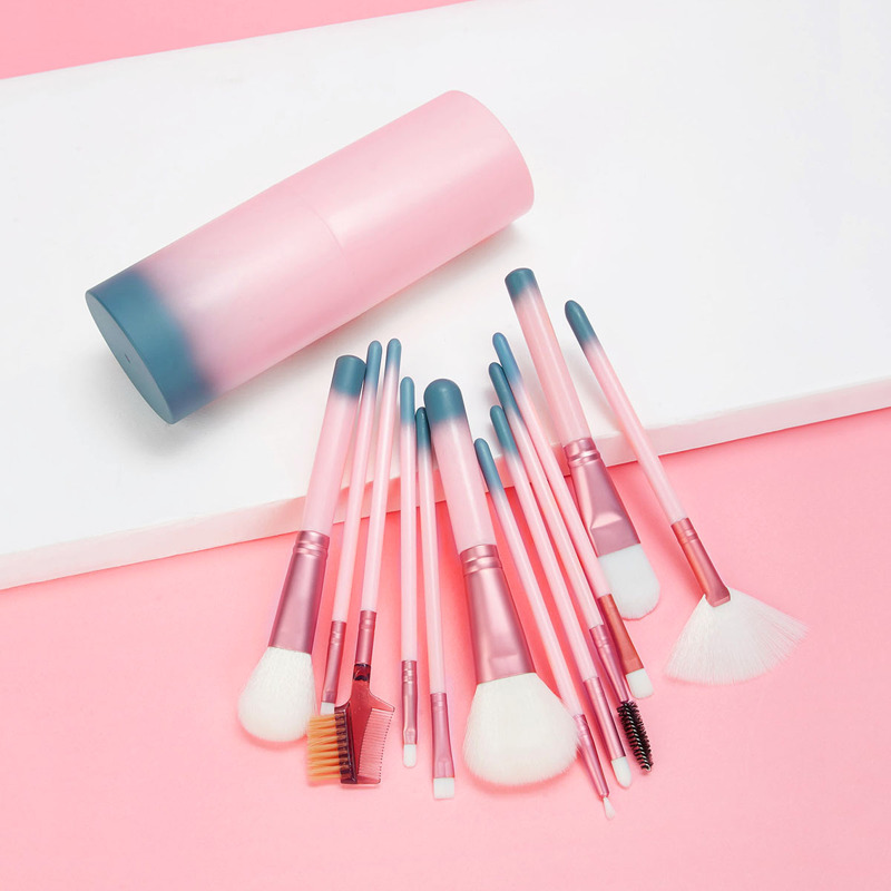 

Ombre Handle Makeup Brush 12pcs With Case, Pink