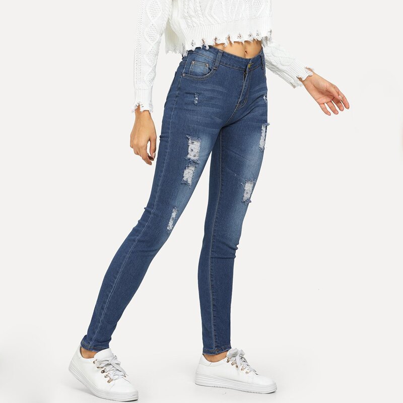 

Ripped Detail Washed Jeans, Blue