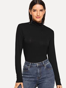 High Neck Solid Tee